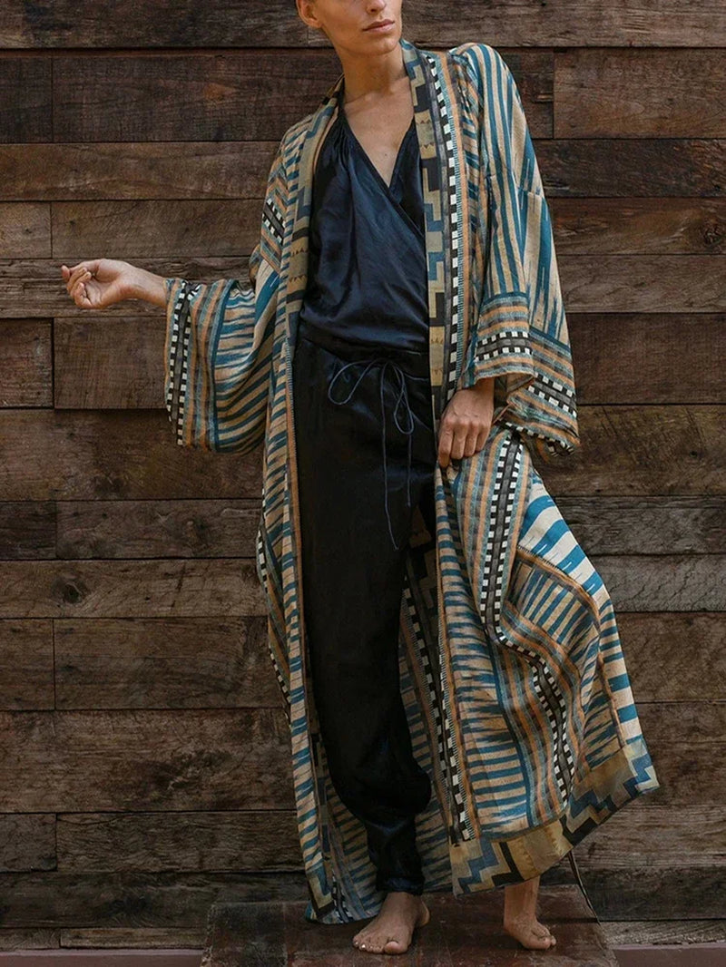 2025 Beach Kimono Cover-Up Loose Swimsuit Cover up Front Open Belt Kaftan Robe Plage Beach Pareos Dress Tunic Beach Wear