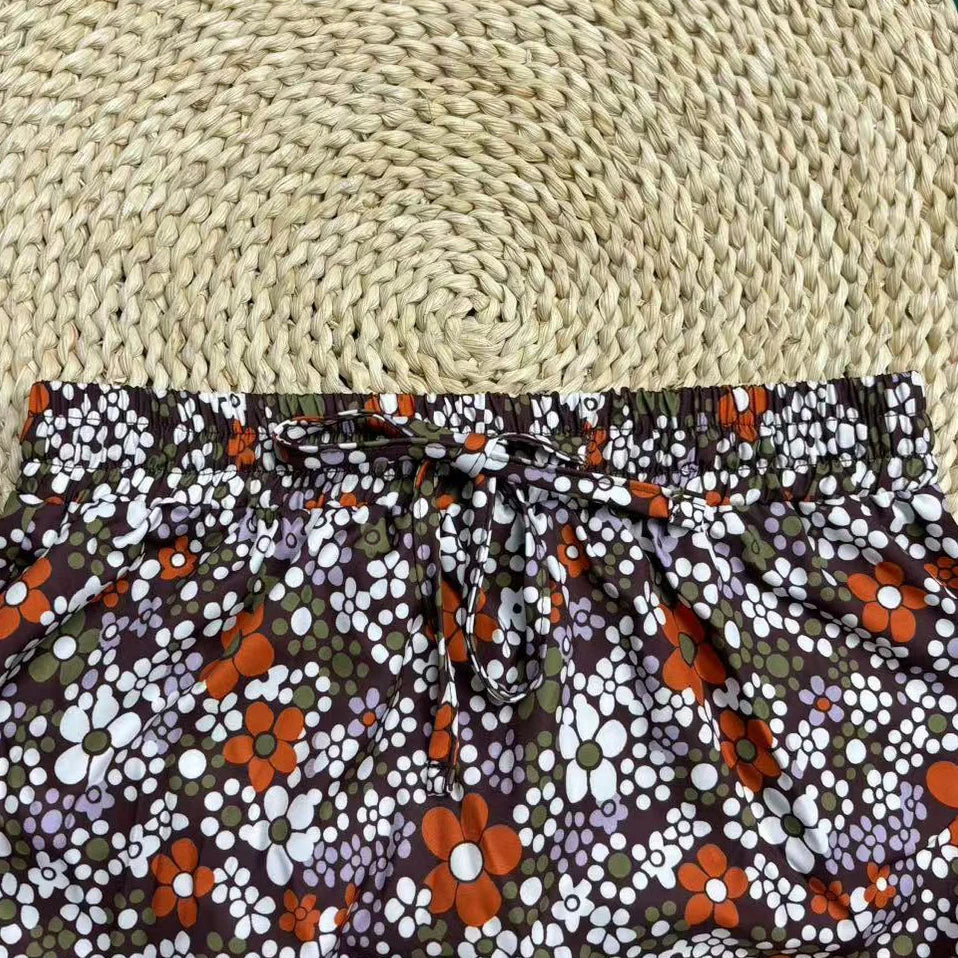 2025 New Bohemian Style Printed Women'S Skirt, with Elastic Belt Design and Pockets