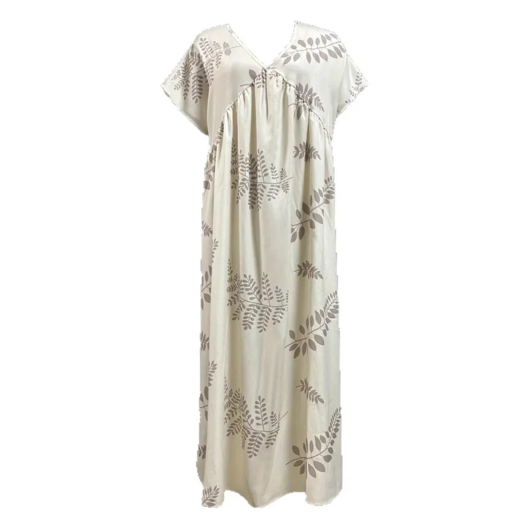 Summer Women'S Beach Dress Beach Vacation Style New Fashion Print V-Neck Loose Hem Skirt Comfortable Casual Dress for Women