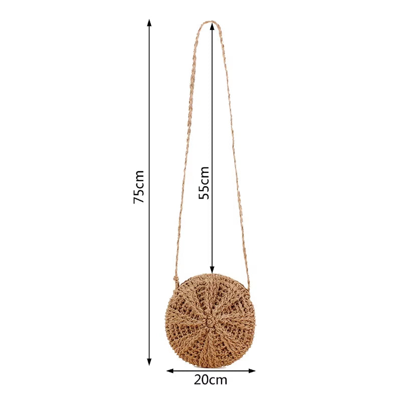 Rattan Woven round Women Straw Bag Handbag Knit Summer Beach Bag Woman Shoulder Messenger Bag Tassel Khaki Beige Bags