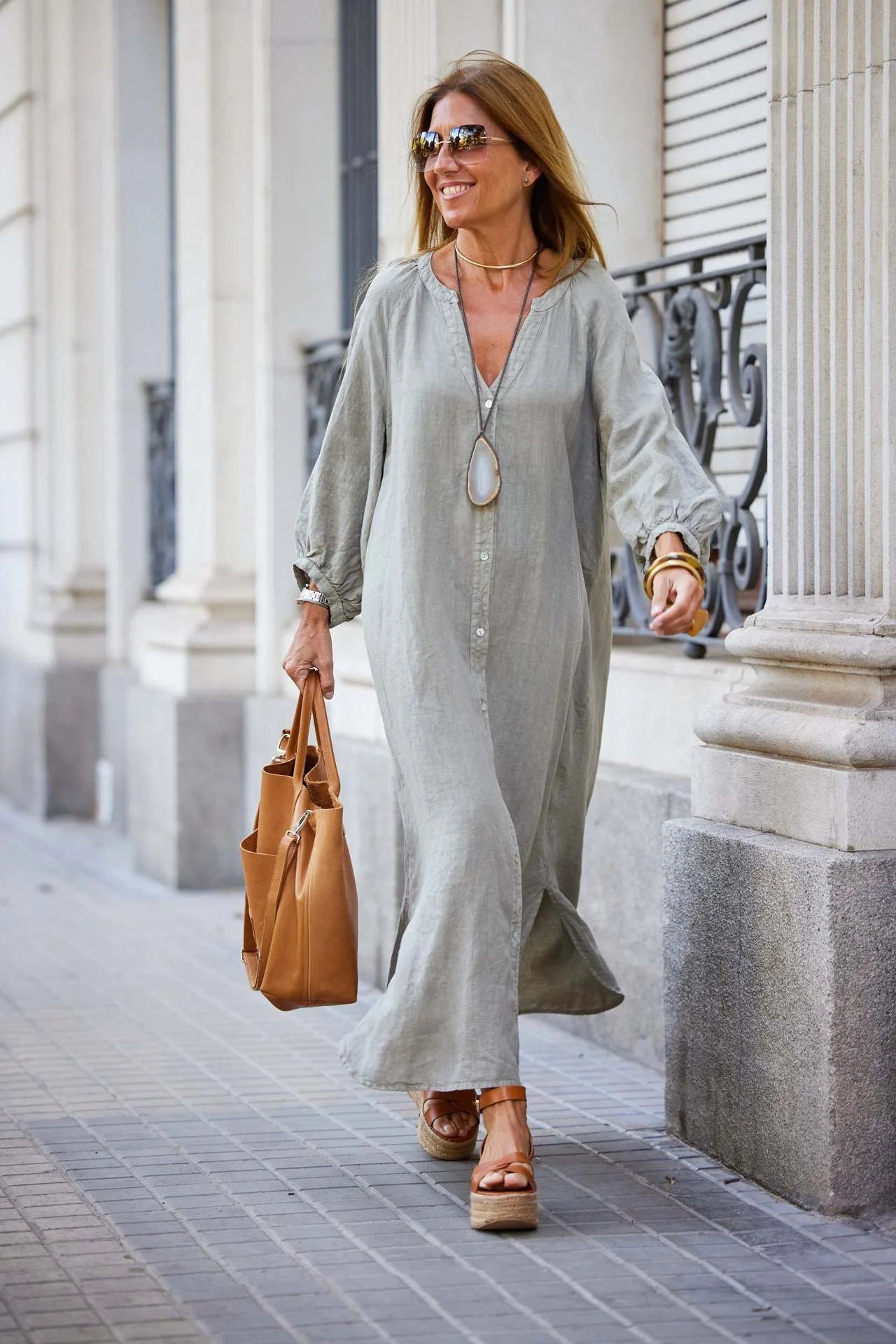 Retro Women Loose Blouse Cotton and Linen Dress Summer Female Beach Sand Three Quarter Sleeve Button Baggy Maxi Long Dresses New