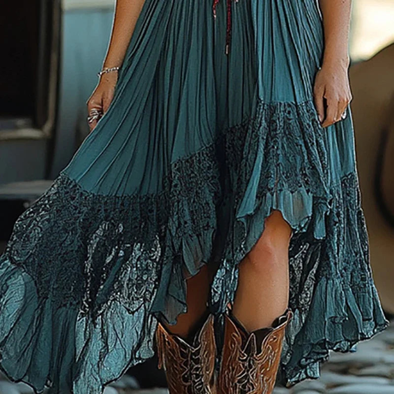 Vintage Elegant Strap Lace Splicing Irregular Party Dresses Summer Sexy V Neck Ethnic Hollow Out Tassels Mini Dress for Women